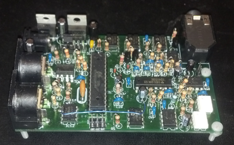 A photograph of the V2 circuit board prototype, fully assembled