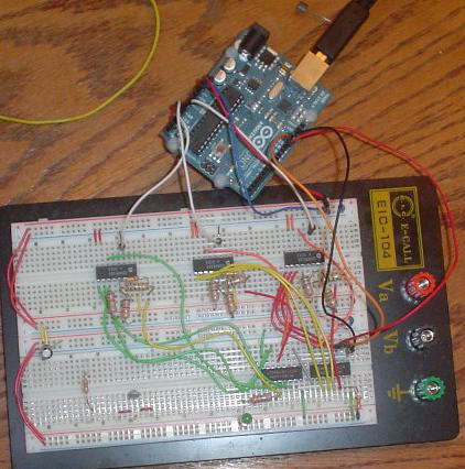 Original breadboard layout that tested the basic features